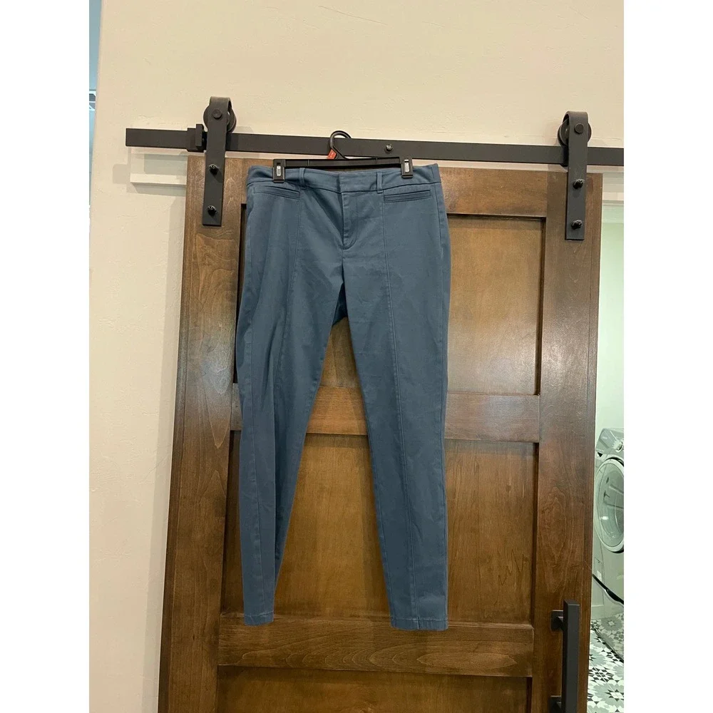 Loft Womens Skinny Chino Pants Slate Blue Front Seam‎ Detail Size 8